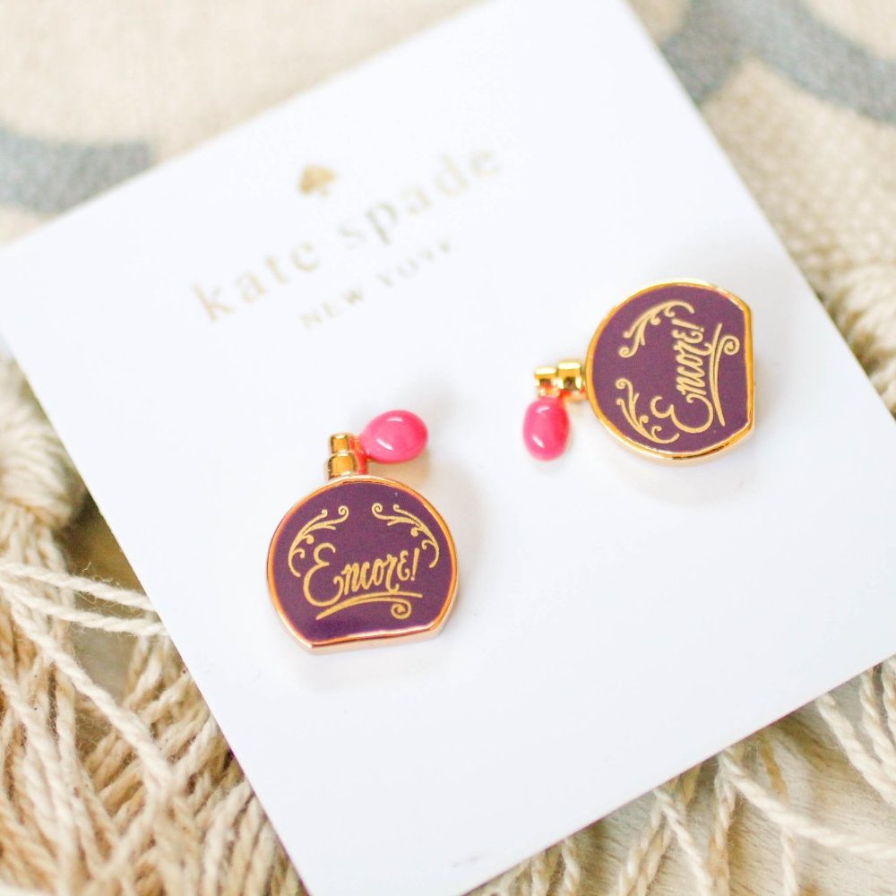 kate spade Cute Enamel Purple Perfume Bottle Studs Fashion Earrings